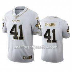 Maillot New Orleans Saints Alvin Kamara 41 Nike Blanc Golden Edition 100th - Homme